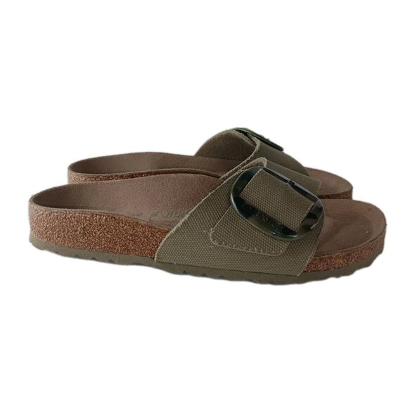 NEW Birkenstock Women's Madrid Vegan Big Buckle Open Toe Textile Slide Sandals 8 - Picture 1 of 11